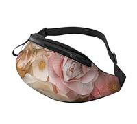 Beautiful White Gold Flowers Printed Personalized Waist Bag, Lightweight and Versatile Crossbody Bag for Everyday and Outdoor Adventures