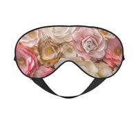 Beautiful White Gold Flowers Printing Sleep Mask for Women Men Double-Sided Print Soft Silk Eye Masks Eye Sleep Shade Cover