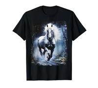 Beautiful white Horse running through the forest Fantasy T-Shirt