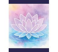 Beautiful White Outline of a Lotus Bloom Journal - 8.5 x 11 Watercolor Notebook: Wide Ruled 100-Page Composition Book with Bold Purple Accents and ... - Ideal for School, Journaling, or Self-Care