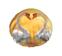Beautiful White Swan Shower Cap For Women'S - Reusable Waterproof Shower Hair Cap For Bathing, Skin Care, And Home
