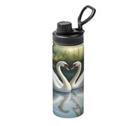 Beautiful White Swans On The Lake Double Wall Leakproof Print Insulated Kettle,Travel,Gym,Cycling,Camping,Etc