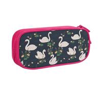 Beautiful White Swans On The Lake Large Capacity Double Layer Pencil Case,Customizable Full Print Polyester Fabric Organizer-School, Office, Travel Makeup Pouch