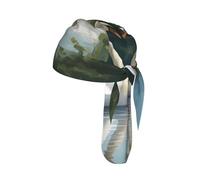 Beautiful White Swans on The Lake Print Cycling Bandana Quick Dry Skull Cap Breathable Tie Back Riding Headwear Running Gear 55-60 cm