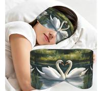 Beautiful White Swans On The Lake Print Full Coverage Sleep Mask,Eye Mask Portable for Travel Office Nap Shift Work