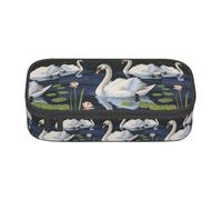 Beautiful White Swans on The Lake Print Pencil Case, Large Capacity Pen Case Bag Pouch Holder Stationery Pen Case Office Pencil Bag Pen for Stationery, Cosmetic, Makeup, Travel & Office Supplies