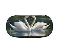 Beautiful White Swans on The Lake Print Pencil Case Stationery Tool Office Supplies Unisex Accessory Suitable Any Occasion, Black, One Size, Cute