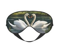 Beautiful White Swans On The Lake Print Soft Eye Mask with Adjustable Strap Sleep Shade Cover for Airplane Travel Nap