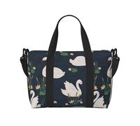 Beautiful White Swans on The Lake Print Tote Crossbody Travel Bag with Zip Casual Handbag for Weekend Trips and Gym Shopping