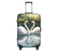 Beautiful White Swans on The Lake Print Unique Travel Luggage Cover Washable Anti Scratch Suitcase Protector for Vacation, White, XL