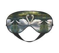 Beautiful White Swans On The Lake Print Versatile Rest Helper Soft Sleeping Eye Mask Double Sided For Yoga Camping Sleeping Eye Mask Soft