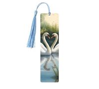 Beautiful White Swans On The Lake Print Wooden Bookmarks Beautiful Notebook Accessories for Men Women Book Lovers