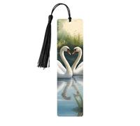 Beautiful White Swans On The Lake Print Wooden Bookmarks Beautiful Notebook Accessories for Men Women Book Lovers