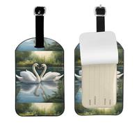 Beautiful White Swans on The Lake Printed Leather Luggage Tag, Durable Baggage Identifier, Soft PU ID Label, for Business Travel
