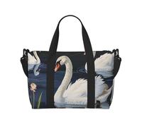 Beautiful White Swans on The Lake Printed Travel Bag Duffle Bag for Men Women, Large Water Resistant Gym Bag Weekend Holdall Bag with Shoulder Strap