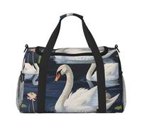 Beautiful White Swans on The Lake Printed Travel Duffle Bag for Men Women Large Sport Gym Bag Handbag with Shoulder Strap for Travel Weekend Fishing Hunting
