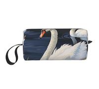 Beautiful White Swans on The Lake Printed Travel Makeup Bag Portable Cosmetic Bag Makeup Case Toiletry Handbag Organiser for Women
