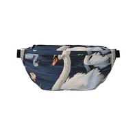 Beautiful White Swans on The Lake Printed Waist Bag Adjustable Bum Bag Lightweight Travel Waist Fanny Pack Belt for Walking Cycling Hiking Travel