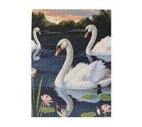 Beautiful White Swans on The Lake Printed Wooden Puzzle 500 Piece, Cute Puzzle Game in Plastic Box for Family Entertainment and Brain Training Gifts