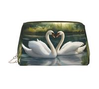 Beautiful White Swans on The Lake Printed Zippered Toiletry Bag, Wide Open Storage Case for Personal Care Items and Cosmetics
