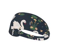 Beautiful White Swans On The Lake Printing Full-Print Elastic Exercise Headband, Adjustable Fit Great For Yoga,Hikingâ€‹ Exercise Headband