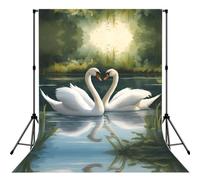 Beautiful White Swans On The Lakeprint Portable Photography Backdrop Photo Cloth For Studio Party Photoshoots Background