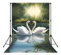 Beautiful White Swans On The Lakeprint Versatile Photography Backdrop Cloth For Studio Wedding Outdoor Party Photoshoots