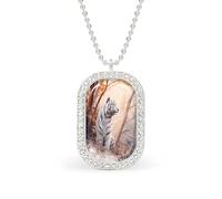 Beautiful White Tiger in Forest Rectangle Pendant Necklace Silver Women Jewelry Alloy Keychain Tag Jewelry