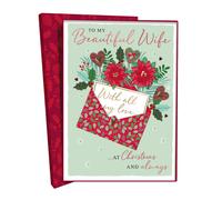 Beautiful Wife Christmas Card Boxed Luxury Lavish Embellished A4 Keepsake Card - Lavish - By Second Nature - Handmade, Festive, Heartfelt Message, Elegant, Keepsake, Eco-Friendly, Thoughtful Gift