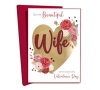 Beautiful Wife Golden Heartthrob Valentine's Day Boxed Luxury Greeting Card VLB061