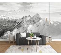 Beautiful Winter White Snowy Mountain Flying Bird 3D Wallpaper Silky Texture Home Study Office Grey Dining Room Sofa Bedroom Living Room TV Backdrop-250cm×170cm