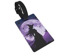 Beautiful Witch Luggage Tags for Suitcases - Durable PVC ID Tags with Detachable Straps for Travel, Backpack, Golf Bag, Anti-Loss