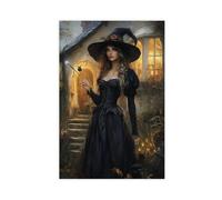 Beautiful Witch Outside Cottage Poster Art Print Magical Ethereal Mystical Witch Cottagecore Witch In Forest Romanticism Autumnal Floral Woods