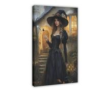 Beautiful Witch Outside Cottage Poster Art Print Magical Ethereal Mystical Witch Cottagecore Witch In Forest Romanticism Autumnal Floral Woods