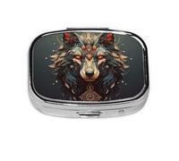Beautiful Wolf Totem Mini Square Pill Box - Compact Daily Pill Holder for Easy On-The-Go Use