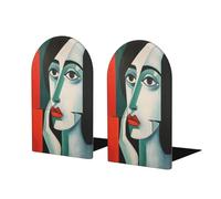 Beautiful Woman Abstract Aesthetic Cubism Bookends For Shelves 2 Pcs Wooden Book Stopper Organizer For Home Office Libraries