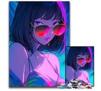 Beautiful Woman Anime 1000 Piece Puzzle Difficult Puzzles for Adults Ideal for Lover Perfect Christmas New Year Valentine's Gift 1000 PCS(75x50cm)