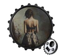 Beautiful Woman Back Bottle Opener Round Fridge Magnets Beverage Beer Magnetic Bottle Cap Opener for Fridge, Kitchen, Office