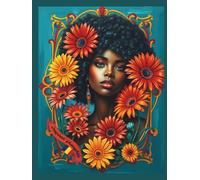 Beautiful Woman from Chad with Gerbera Daisies & Flag, Dot Grid Journal