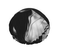 Beautiful Woman Holding A Single Rose Prints Shower Cap Double Layer Lined Waterproof Bathing Shower Hat