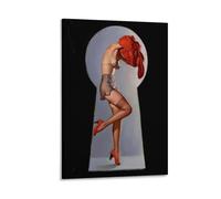 Beautiful Woman P View by Gil Posters Elvgren Prints Posters Canvas Wall Art Oil Paintings Deco Framed 12x18inch