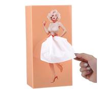 Beautiful Woman Rectangle Tissue Box Holder - Pretty Girl Hidden Cover With Skirt Design, Adjustable Length Decor for Home Office and Dining Room (Beige)