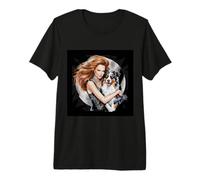 Beautiful Woman with Sweet Australian Shepherd Premium T-Shirt