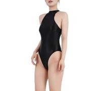 Beautiful Women's Sexy Swimwear Bodysuit with Oily Shiny Style Perfect for Any Occasion (XL Black)