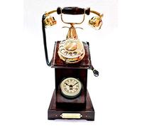 Beautiful Wooden Clock Vintage Antique Nautical Solid Victorian Brass Rotary Dial Working Telephone