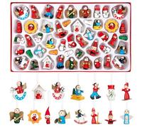 Beautiful Wooden Tree Decorations Christmas Pendants, Wooden Figure Pendants up to 2.5-4 cm Figures, Christmas Tree Decoration, Hand-Painted Mini Doll Ornaments, 48 Pieces
