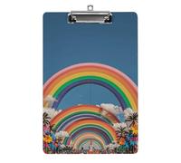Beautiful World Rainbow Clipboard, A4 Acrylic Clipboard with Hanging Hole, Ultra-Light Clip Board - Holds 100 Sheets, Shatterproof Document Holder for Office, 12.5" X 8.5"