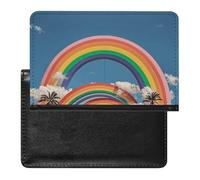 Beautiful World Rainbow Passport Holder with 3 Card Slots, Portable PU Leather Travel Wallet, Slim Protective Cover for Passport, ID, Credit Cards