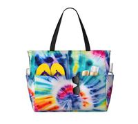 Beautiful World Rainbow Tribe Print Beach Bags for Women Large Sandproof Beach Tote Pool Bag with Zipper for Vacation Travel