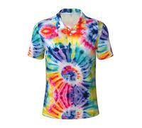 Beautiful World Rainbow Tribe Print Mens Polo Shirts Dry Fit Short Sleeve Golf Polo Shirts for Men Moisture Wicking Floral Shirts